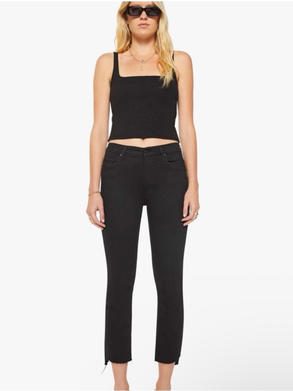 MOTHER The Insider Crop Step Fray Jeans in “Not Guilty,” Size 28.